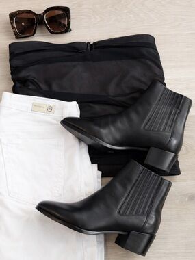 Rag & Bone Rover Black Leather Chelsea Ankle Boots Size 38.5 / US 8.5